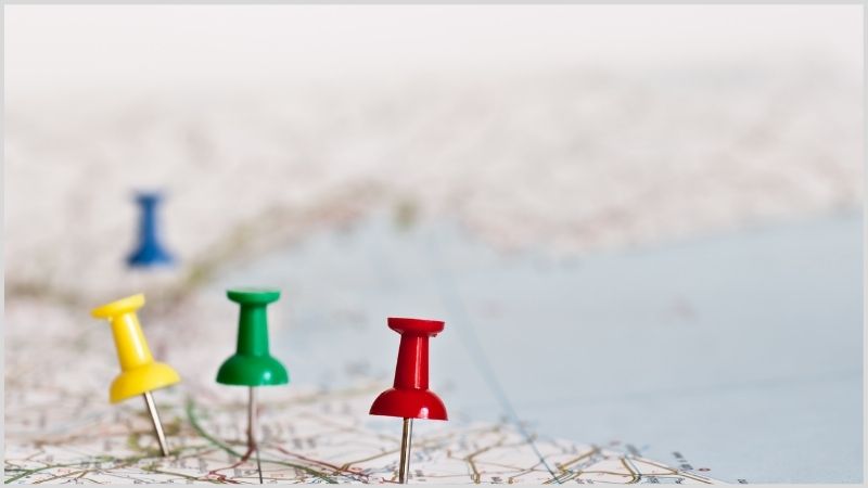 Afbeelding bestemmingsplannen, pointers op een landkaart